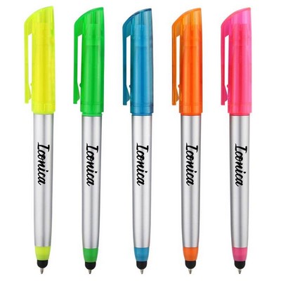3" 1 Stylus Ballpoint Pen with Highlighter