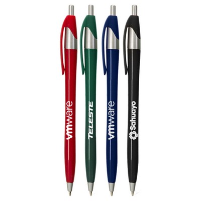 Union Printed Colored Elegant Click Pens with Silver Trim