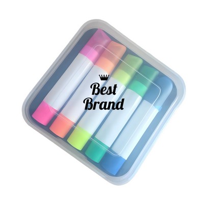 Set of 5 Gel Wax Highlighters in Transparent Plastic Case